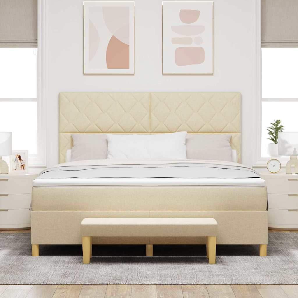 Box spring seng med pude med hovedgærde Creme 200 x 180 cm Stof