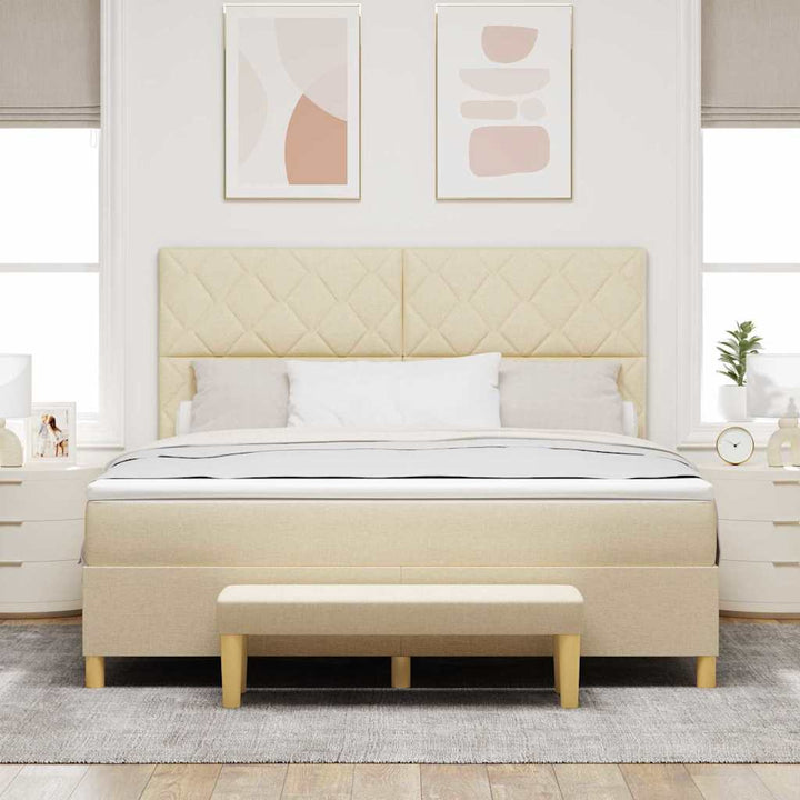 Box spring seng med pude med hovedgærde Creme 200 x 180 cm Stof