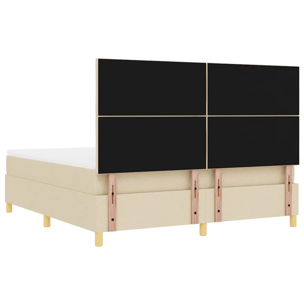 Box spring seng med pude med hovedgærde Creme 200 x 180 cm Stof