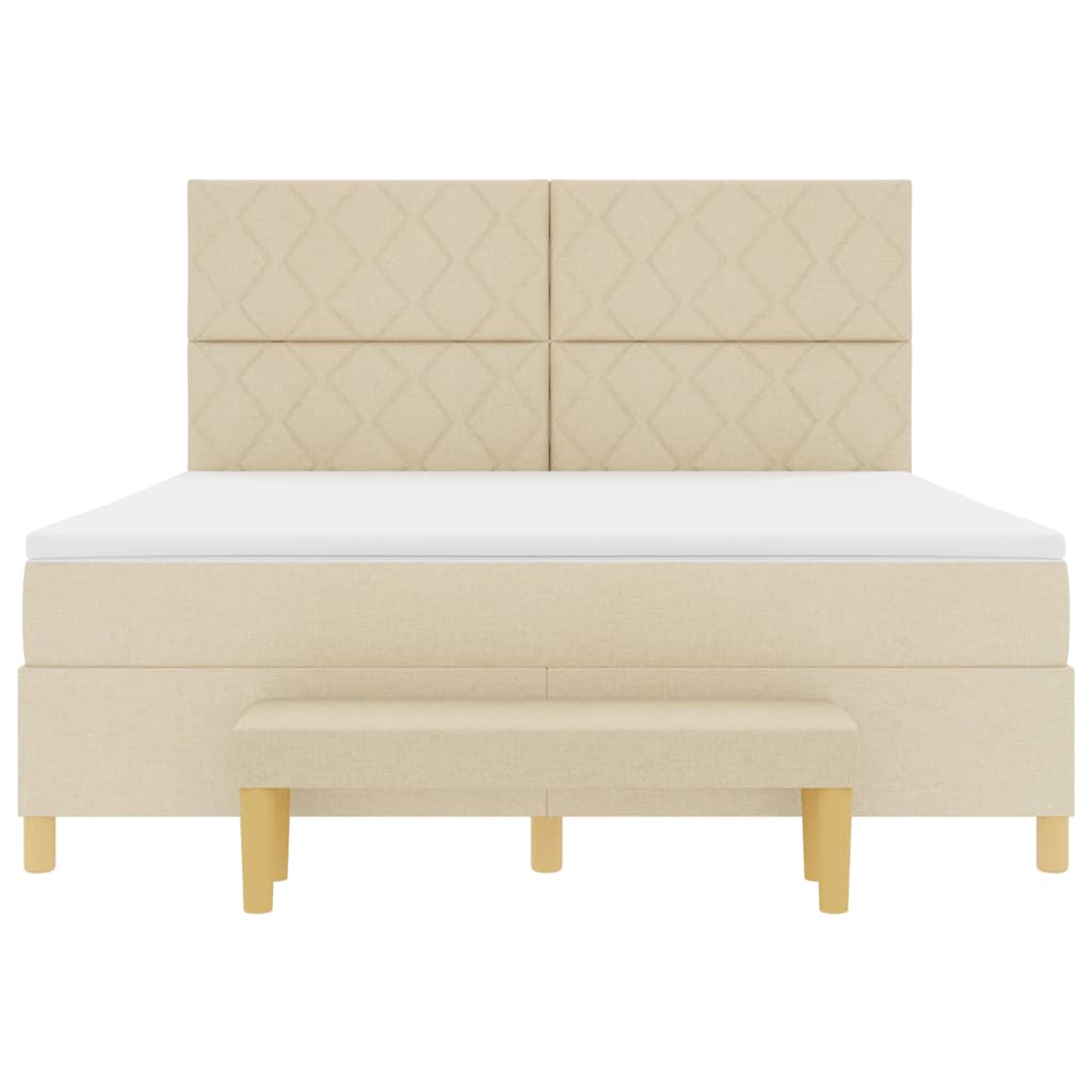 Box spring seng med pude med hovedgærde Creme 200 x 180 cm Stof