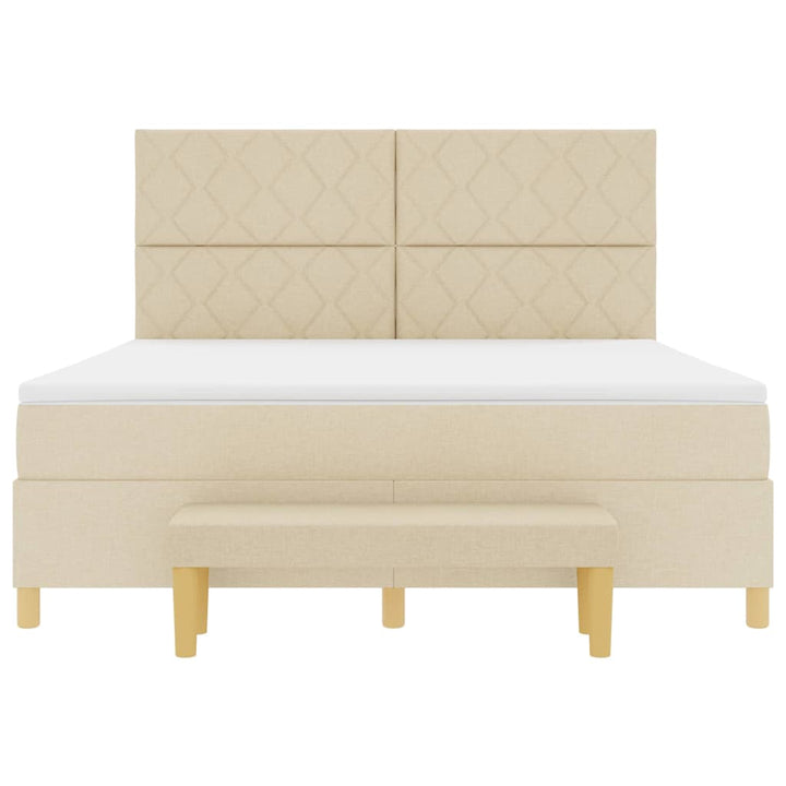 Box spring seng med pude med hovedgærde Creme 200 x 180 cm Stof