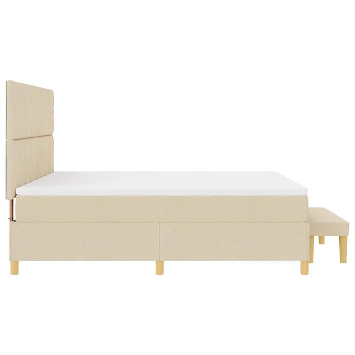 Box spring seng med pude med hovedgærde Creme 200 x 180 cm Stof