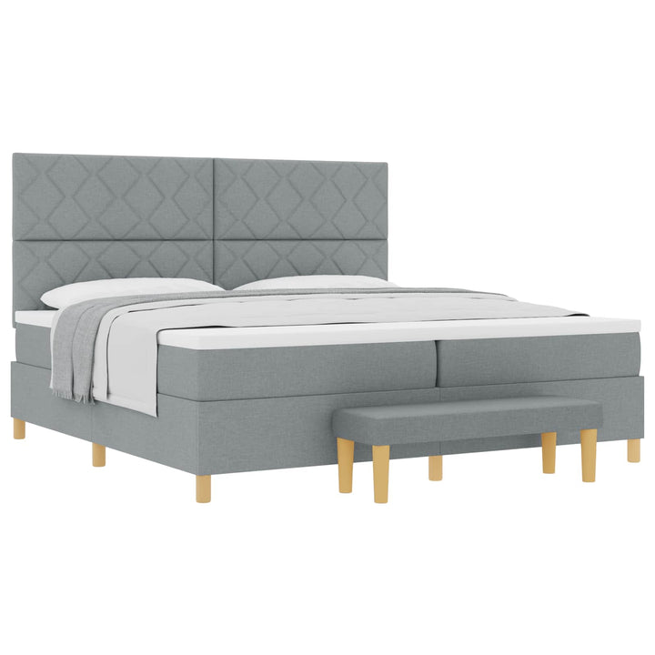 Box spring seng med madras Lysegrå 200 x 200 cm Stof