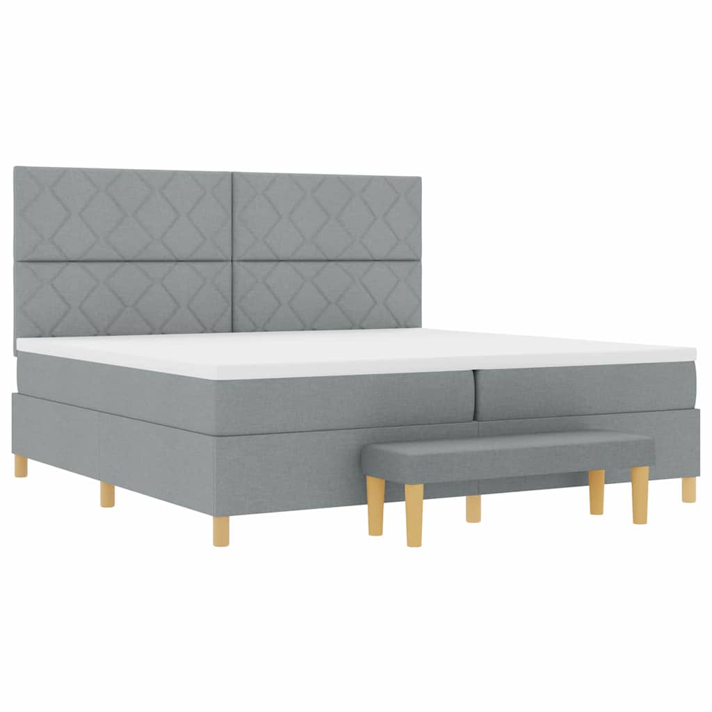 Box spring seng med madras Lysegrå 200 x 200 cm Stof