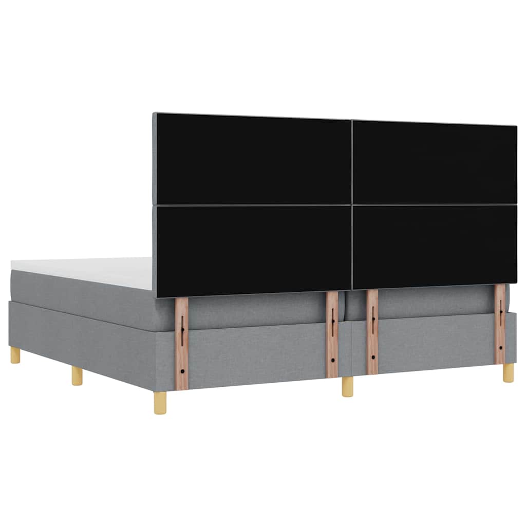 Box spring seng med madras Lysegrå 200 x 200 cm Stof