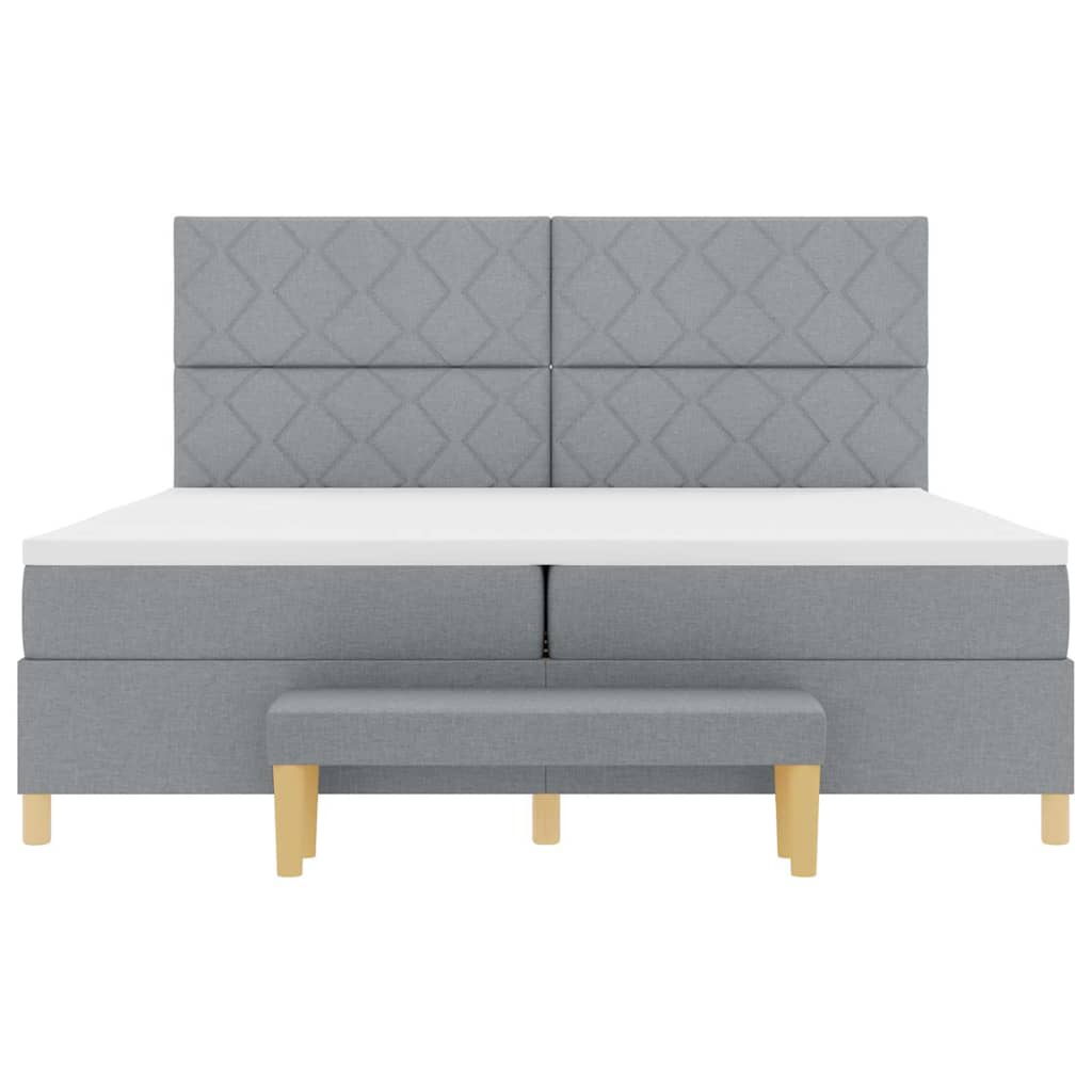 Box spring seng med madras Lysegrå 200 x 200 cm Stof