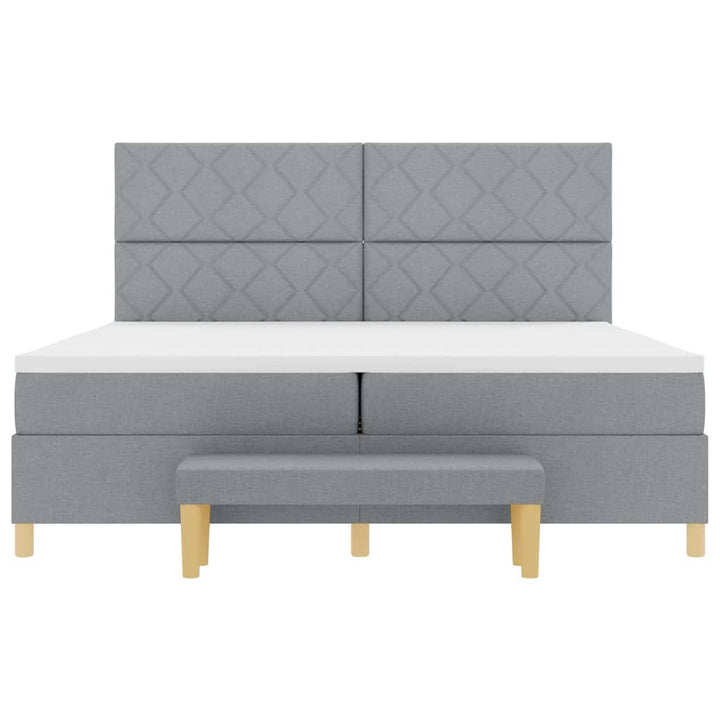 Box spring seng med madras Lysegrå 200 x 200 cm Stof