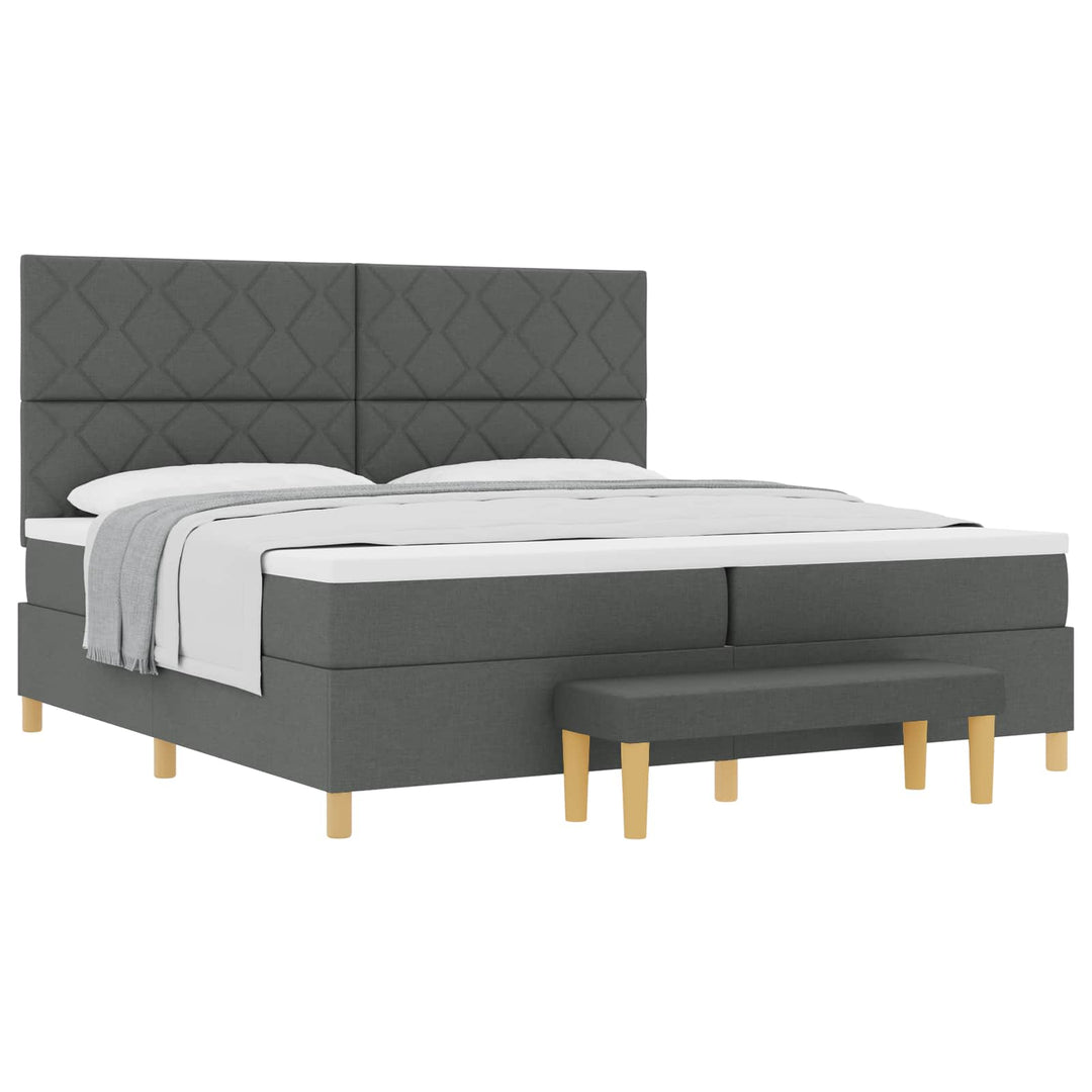 Box spring seng med hovedgærde Mørkegrå 200 x 200 cm Stof