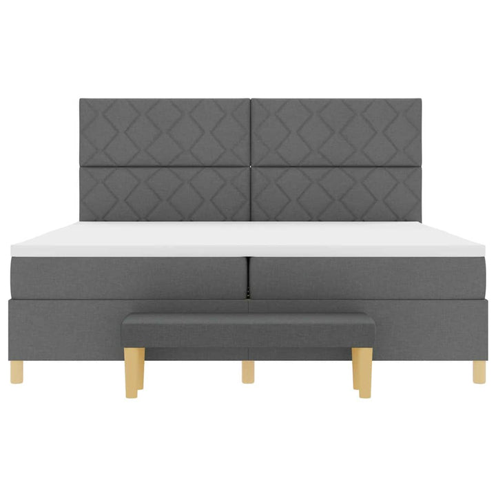 Box spring seng med hovedgærde Mørkegrå 200 x 200 cm Stof