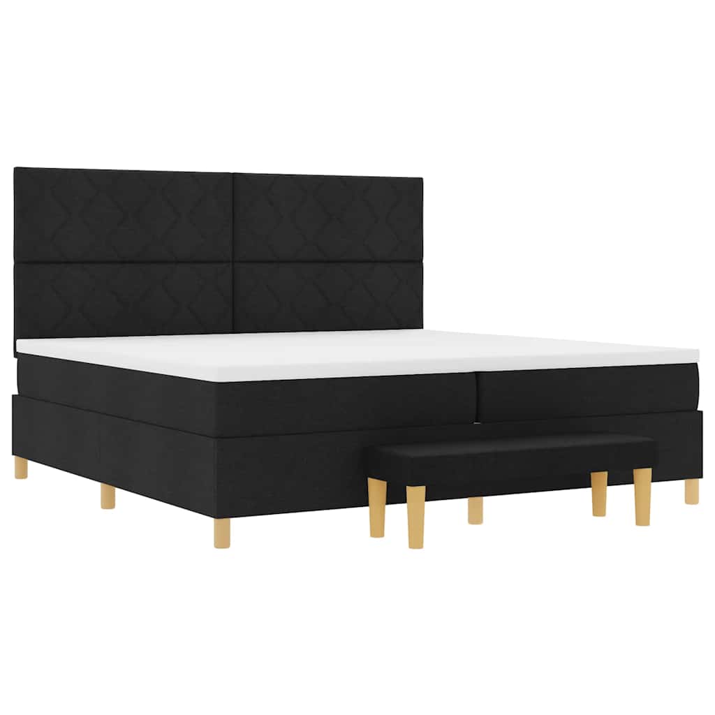 Box spring seng med madras Sort 200 x 200 cm Stof