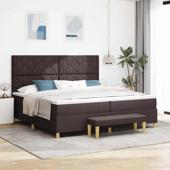 Box spring seng med madras Mørk Brun 200 x 200 cm Stof
