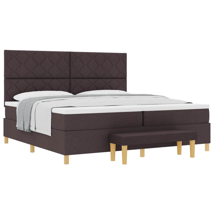 Box spring seng med madras Mørk Brun 200 x 200 cm Stof