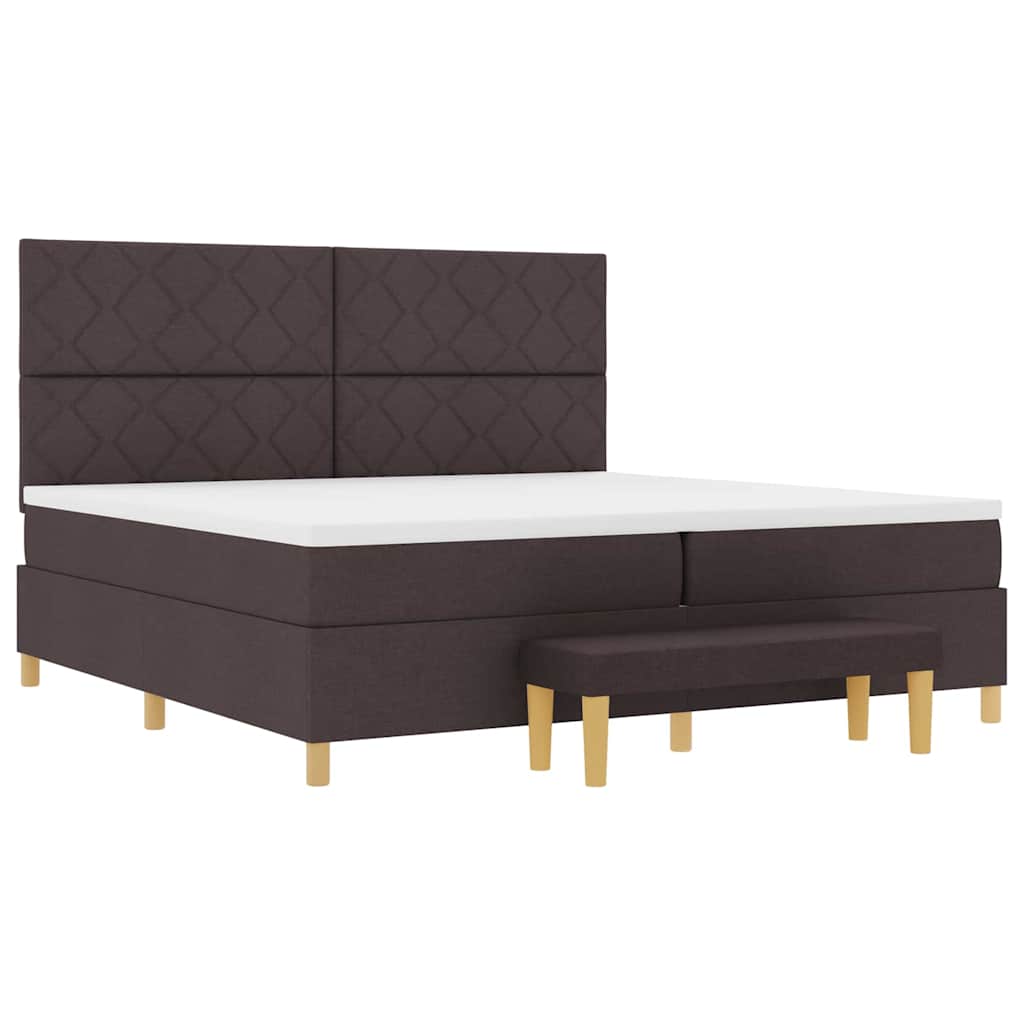 Box spring seng med madras Mørk Brun 200 x 200 cm Stof