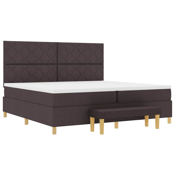 Box spring seng med madras Mørk Brun 200 x 200 cm Stof