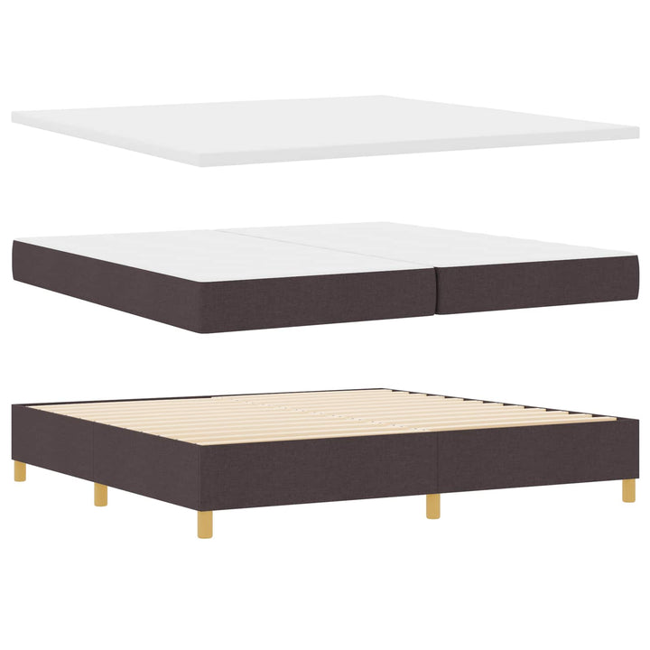 Box spring seng med madras Mørk Brun 200 x 200 cm Stof