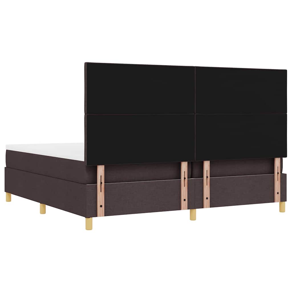 Box spring seng med madras Mørk Brun 200 x 200 cm Stof