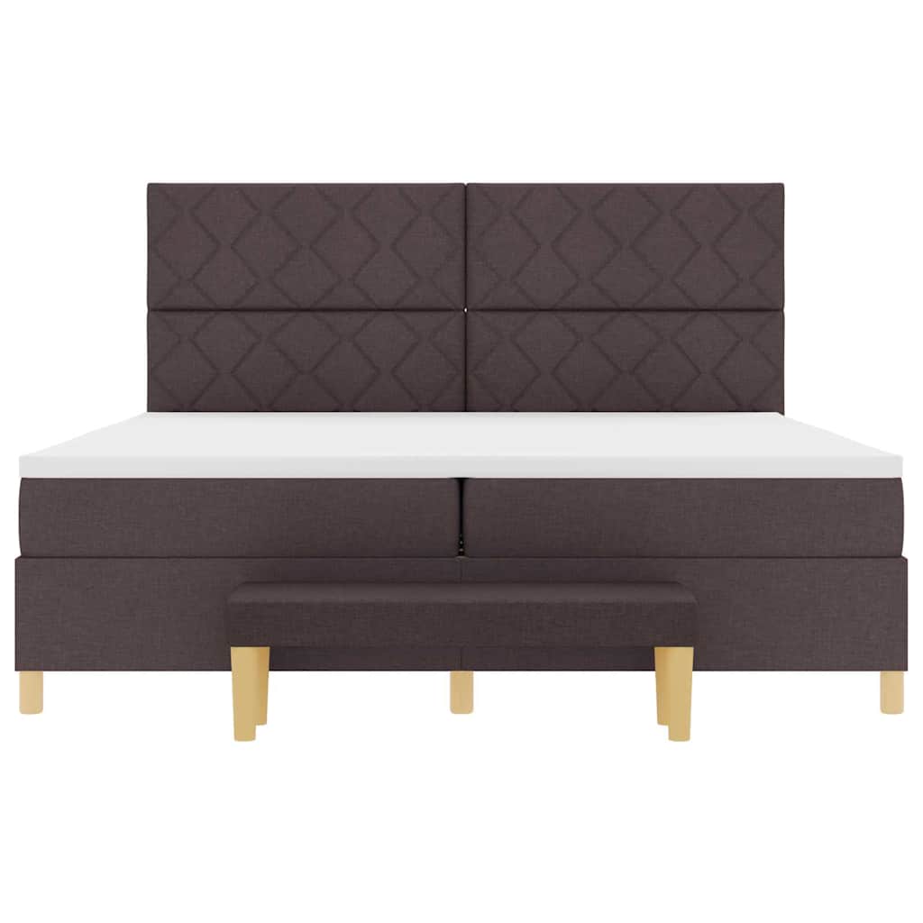 Box spring seng med madras Mørk Brun 200 x 200 cm Stof