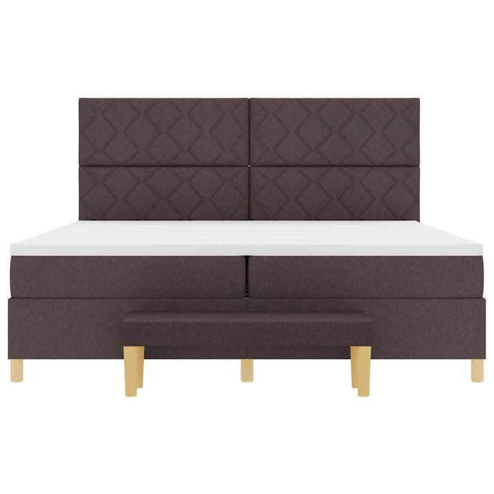Box spring seng med madras Mørk Brun 200 x 200 cm Stof