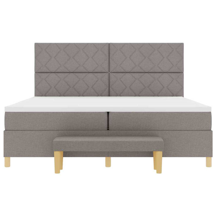 Box spring seng med pude Gråbrun 200 x 200 cm Stof