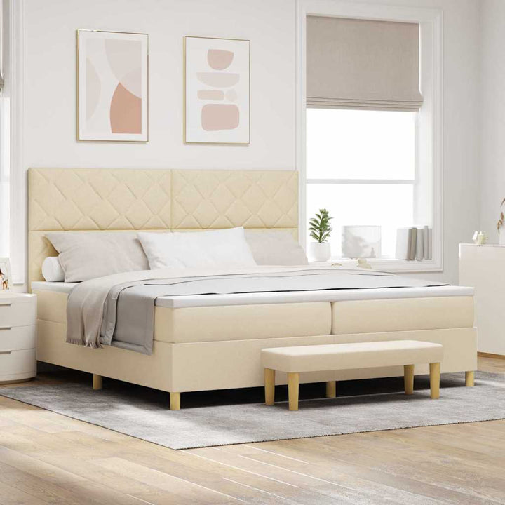 Box spring seng med madras Creme 200 x 200 cm Stof