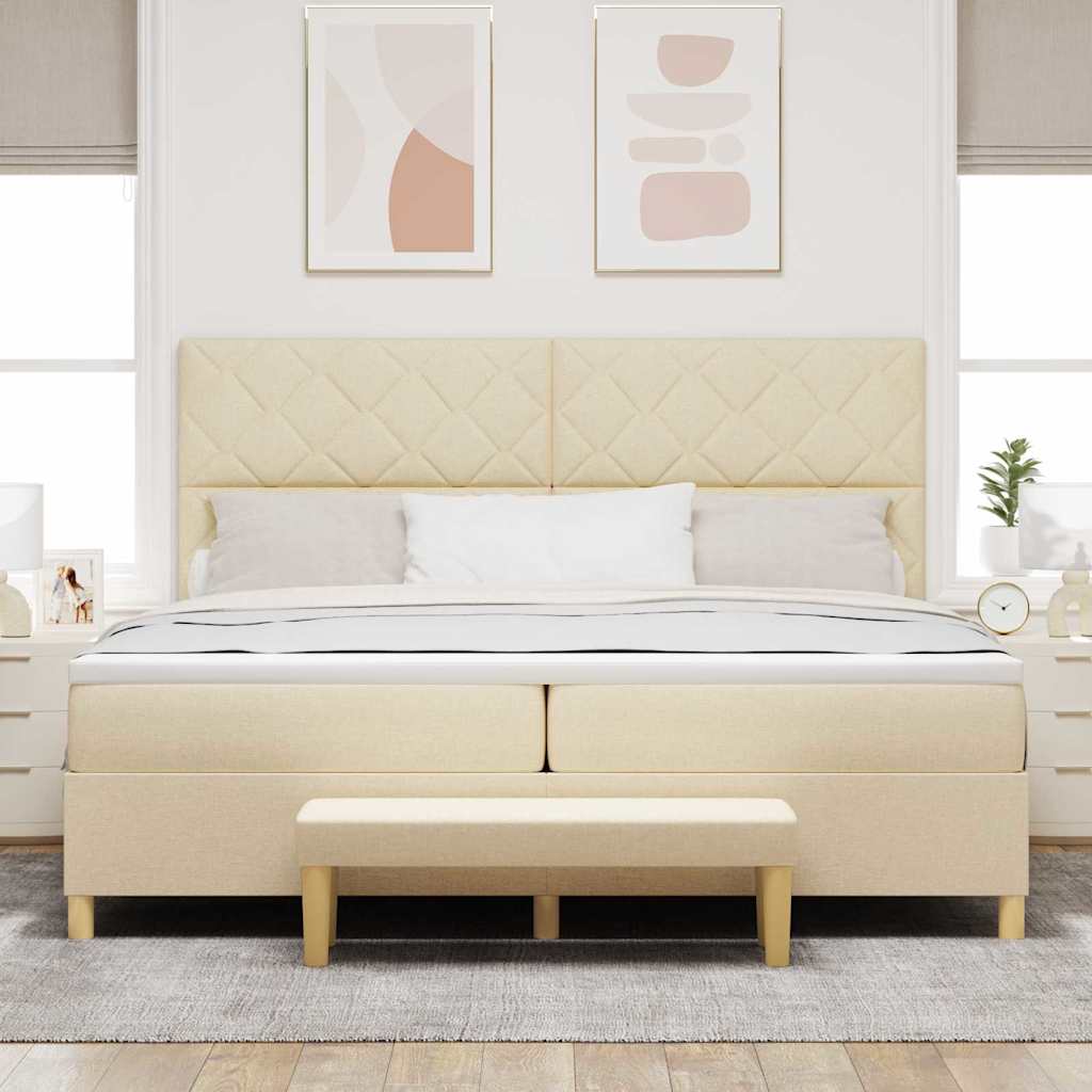 Box spring seng med madras Creme 200 x 200 cm Stof