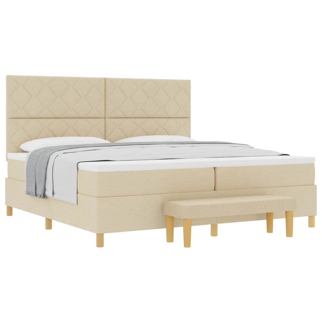 Box spring seng med madras Creme 200 x 200 cm Stof