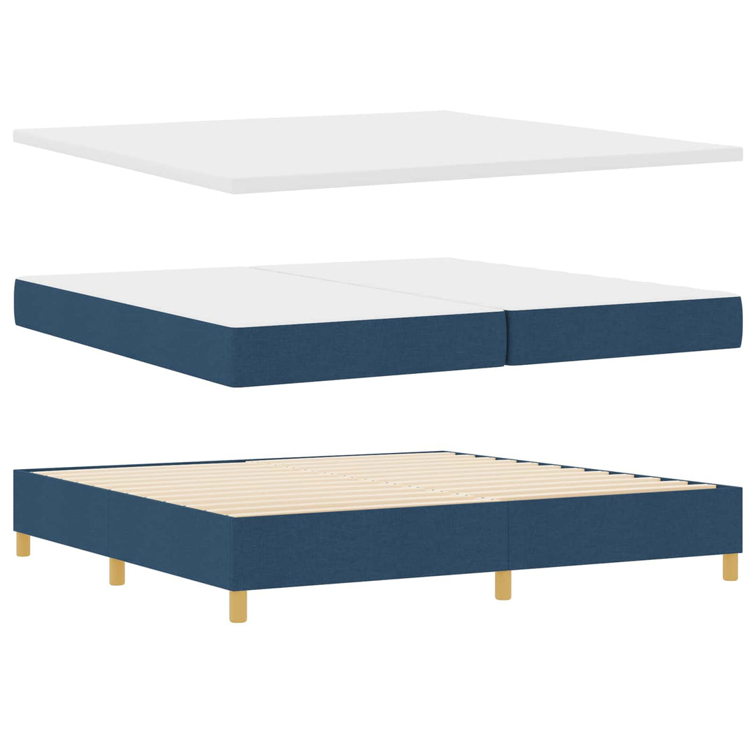 Box spring seng med madras med hovedgærde Blå 200 x 200 cm Stof