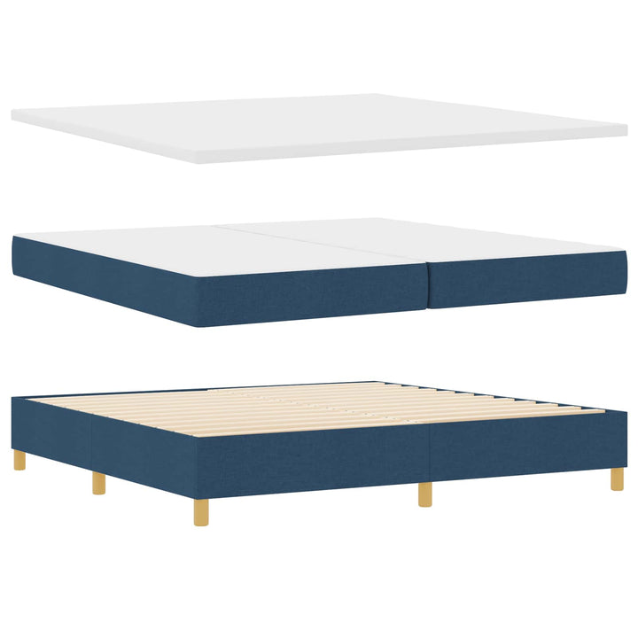 Box spring seng med madras med hovedgærde Blå 200 x 200 cm Stof