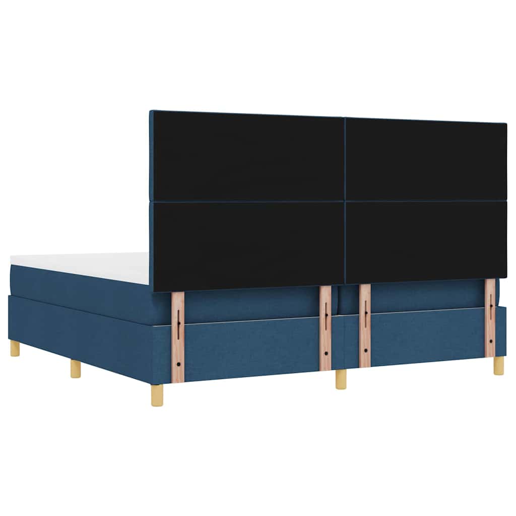 Box spring seng med madras med hovedgærde Blå 200 x 200 cm Stof
