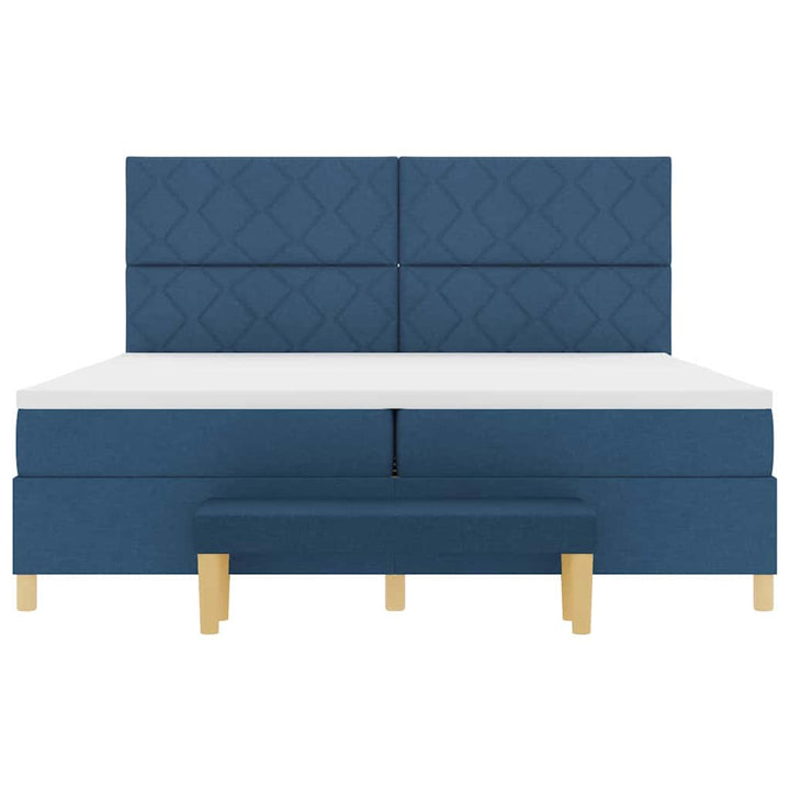 Box spring seng med madras med hovedgærde Blå 200 x 200 cm Stof