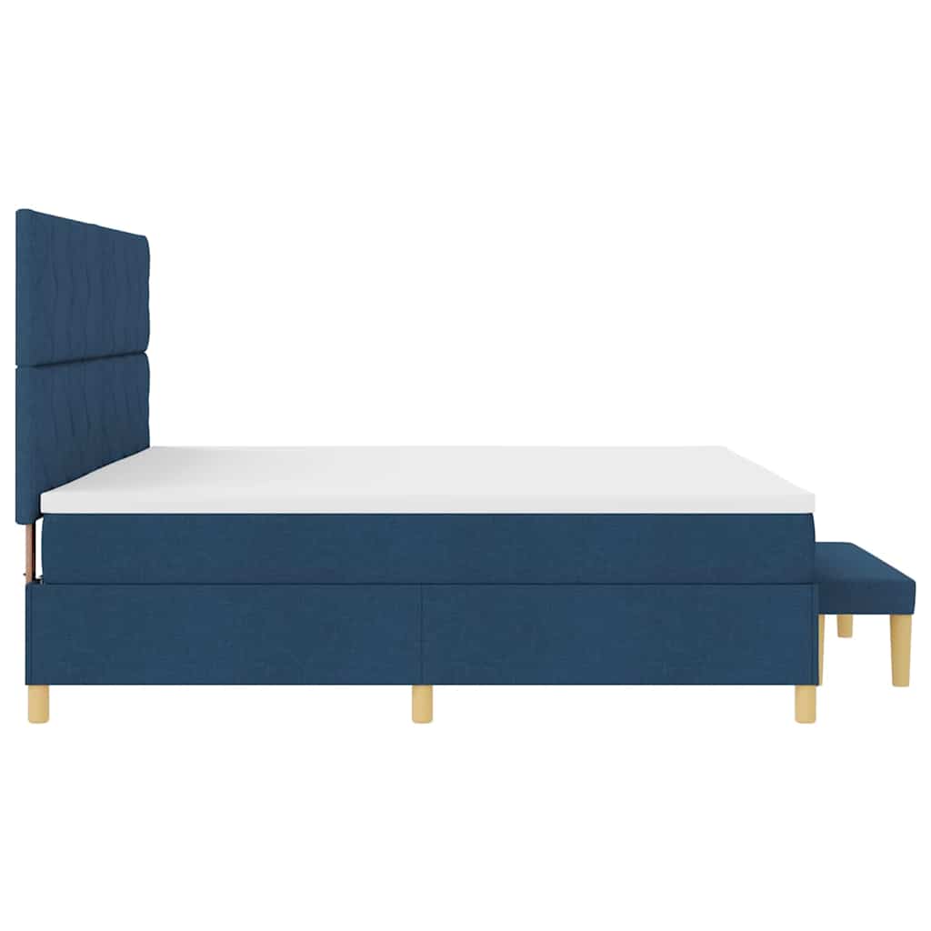 Box spring seng med madras med hovedgærde Blå 200 x 200 cm Stof
