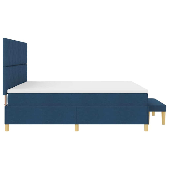 Box spring seng med madras med hovedgærde Blå 200 x 200 cm Stof