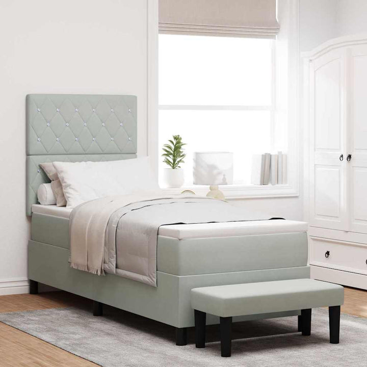 Box spring seng med pude Lysegrå 200 x 80 cm Fløjl