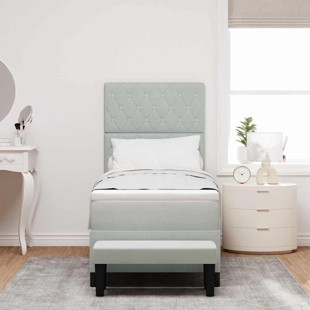 Box spring seng med pude Lysegrå 200 x 80 cm Fløjl