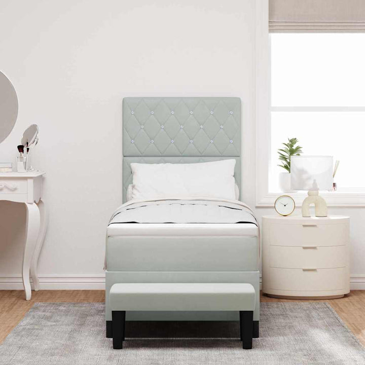 Box spring seng med pude Lysegrå 200 x 80 cm Fløjl