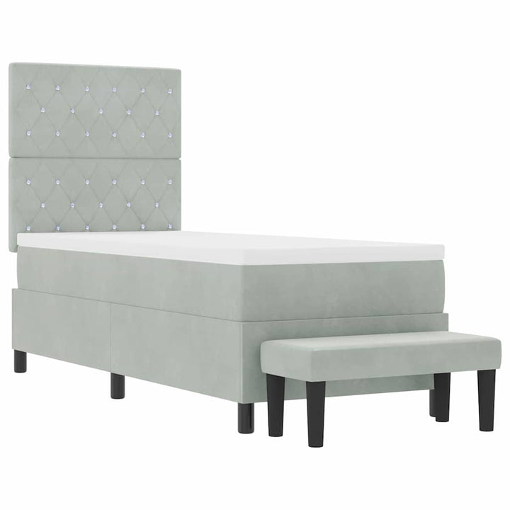 Box spring seng med pude Lysegrå 200 x 80 cm Fløjl