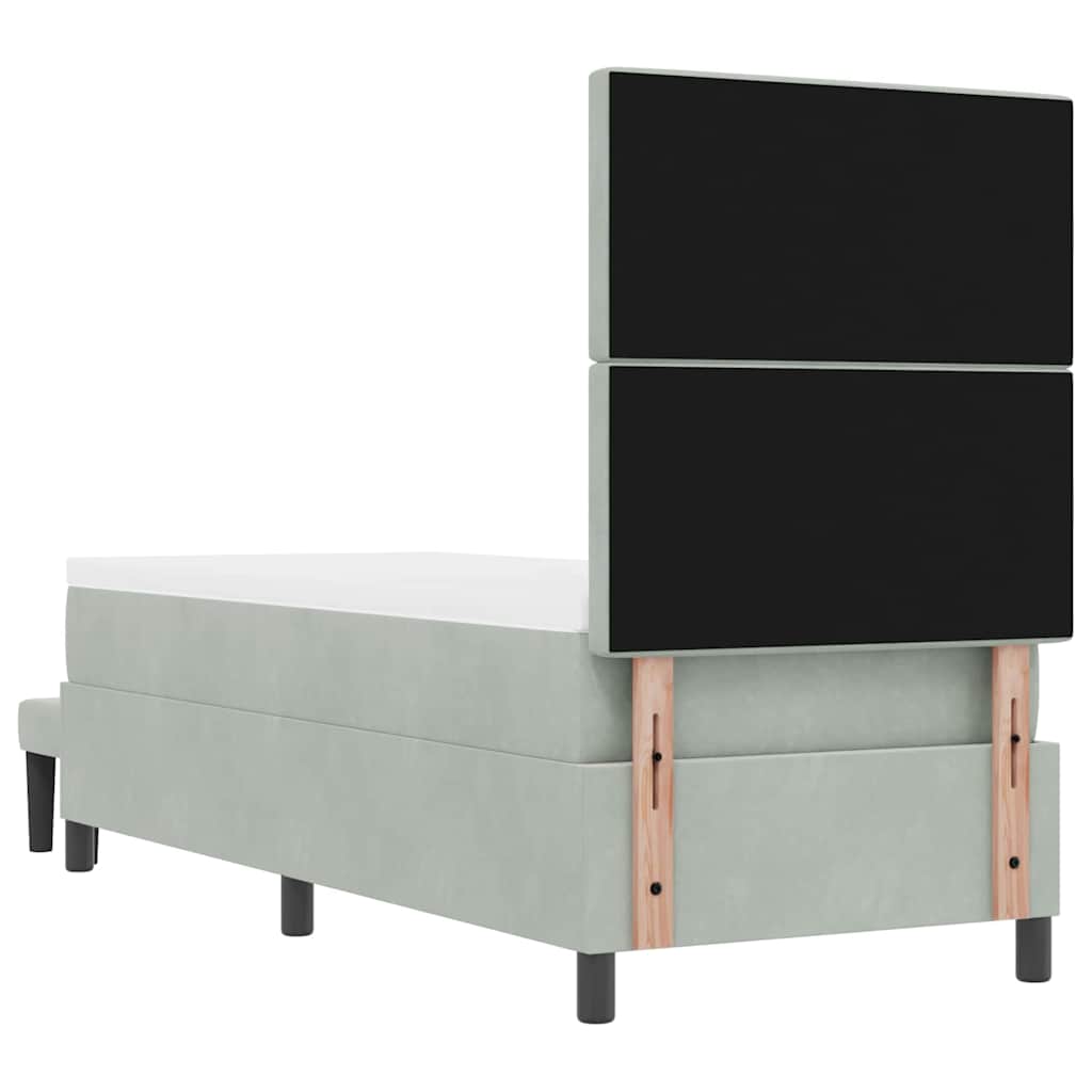 Box spring seng med pude Lysegrå 200 x 80 cm Fløjl