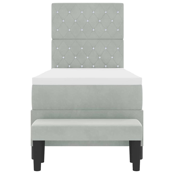Box spring seng med pude Lysegrå 200 x 80 cm Fløjl