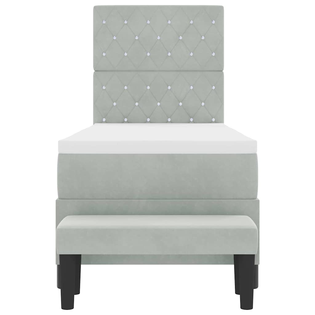 Box spring seng med pude Lysegrå 200 x 80 cm Fløjl