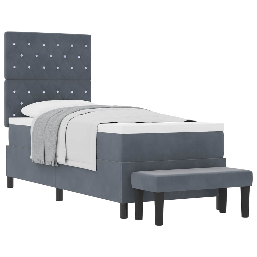 Box spring seng med hovedgærde Mørkegrå 200 x 80 cm Fløjl