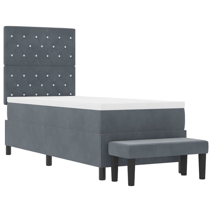 Box spring seng med hovedgærde Mørkegrå 200 x 80 cm Fløjl