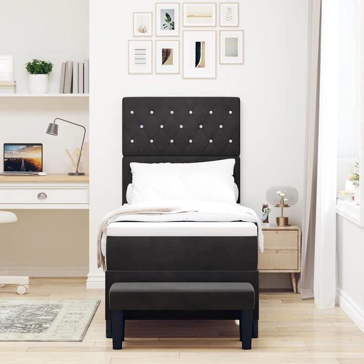 Box spring seng med hovedgærde Sort 200 x 80 cm Fløjl