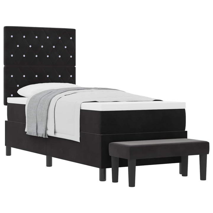 Box spring seng med hovedgærde Sort 200 x 80 cm Fløjl