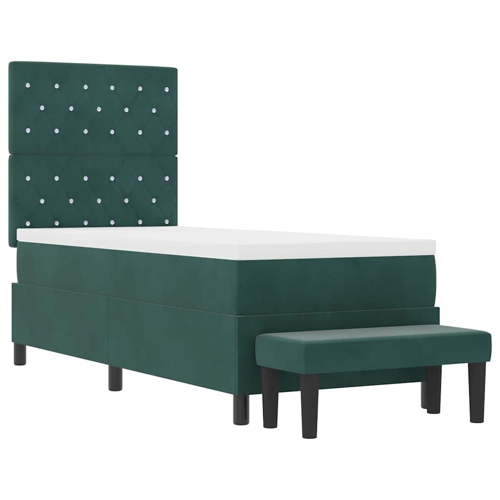 Box spring seng med pude Mørkegrøn 200 x 80 cm Fløjl