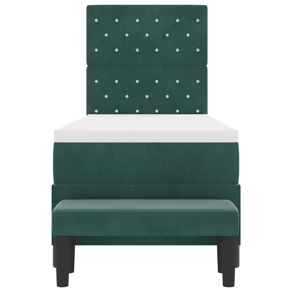 Box spring seng med pude Mørkegrøn 200 x 80 cm Fløjl