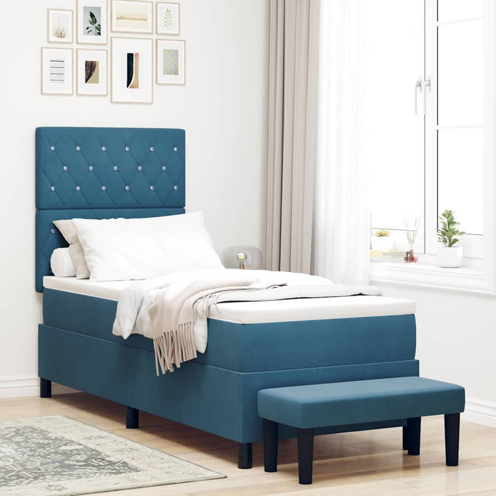 Box spring seng med pude Mørkeblå 200 x 80 cm Fløjl