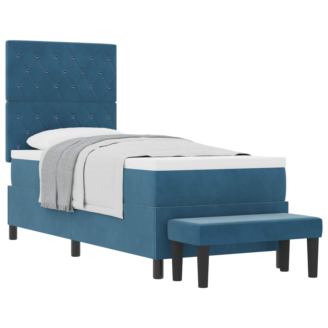 Box spring seng med pude Mørkeblå 200 x 80 cm Fløjl