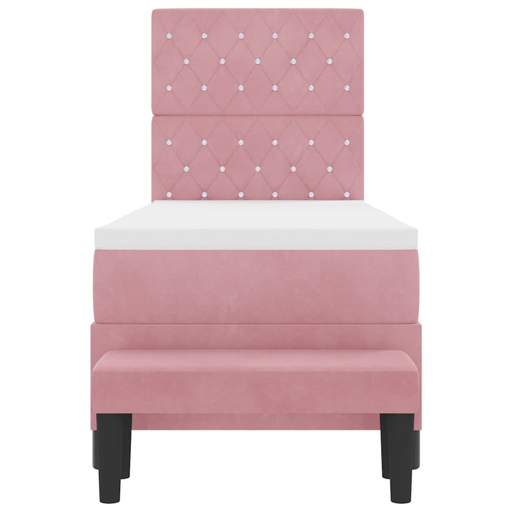 Box spring seng med hovedgærde Lyserød 200 x 80 cm Fløjl