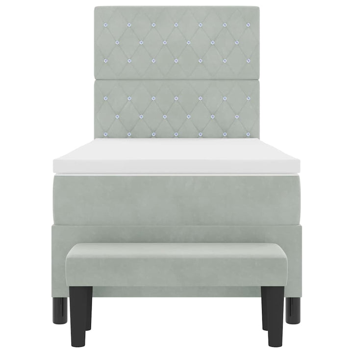 Box spring seng med hovedgærde Lysegrå 190 x 90 cm Fløjl