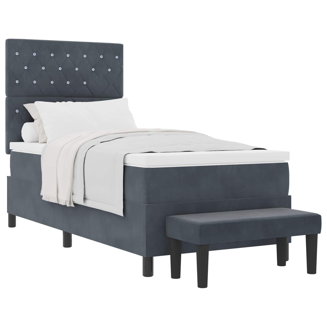 Box spring seng med hovedgærde Mørkegrå 190 x 90 cm Fløjl